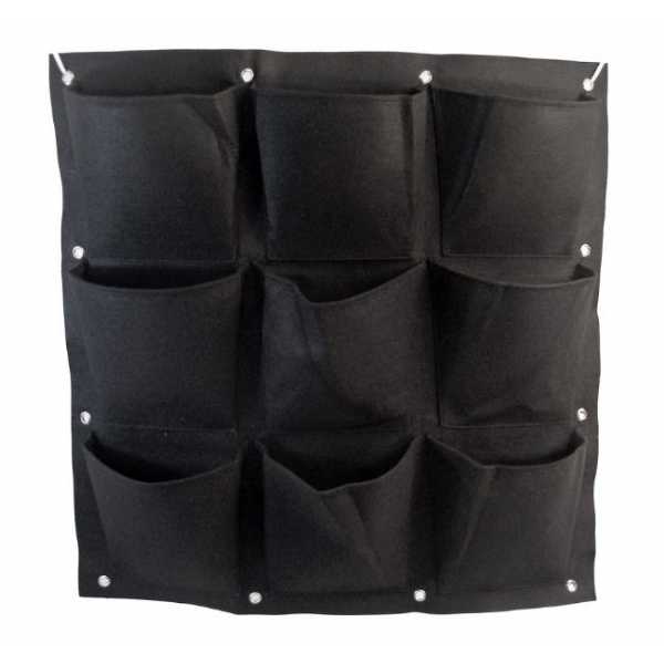 Vaso Feltro Appendibile - 9 Tasche Verde Verticale