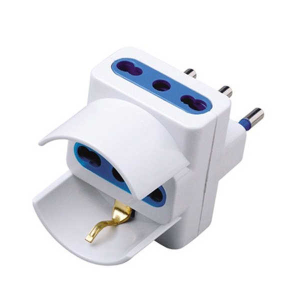 Adattatore 3 prese: 2 bipasso + 1 Schuko