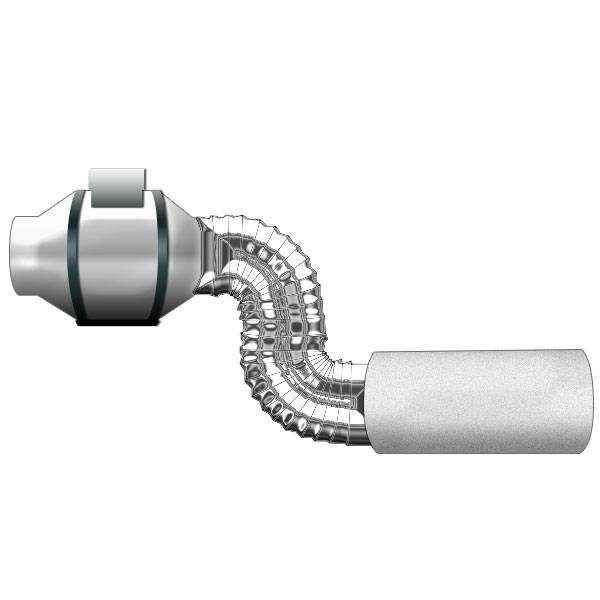 Eco Kit Aspirazione Aria Bi-Turbo con Filtro Carbone Ø 12,5CM - Portata 280 m3/h