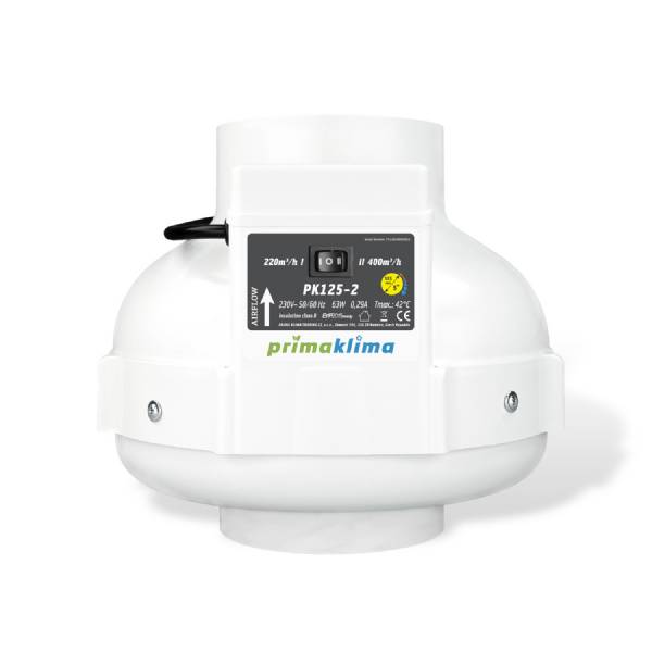 Aspiratore Prima Klima PK125 – Bi-Potenza, diam. 125, Motore EMS, portata 220mc/h/360mc/h