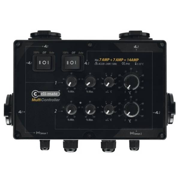 CLI-MATE Multi Controller - Centralina Temperatura - 2 ambienti - Velocità min e max - 2x12amp
