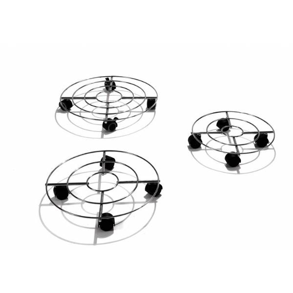 Sottovaso tondo in acciaio con ruote 40 cm