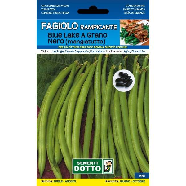 Sementi da Orto - Fagiolino Blue Lake a grano nero rampicante