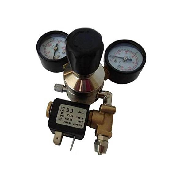Riduttore di pressione con due manometri con elettrovalvola assemblata - Passo 10x1