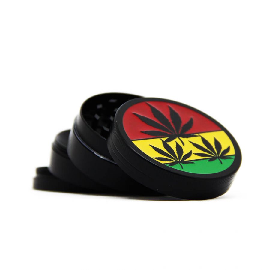 Grinder in Metallo Foglia Rasta 52mm - 4 parti
