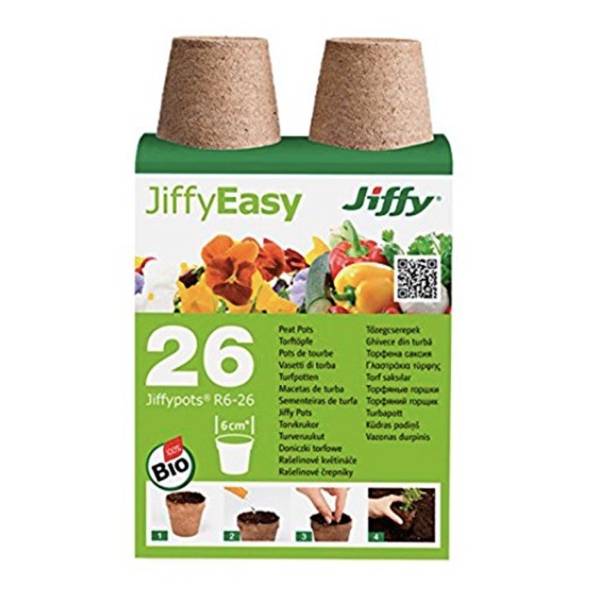 Jiffypot R6-26, Vasetti di torba 6cm (26 vasetti)