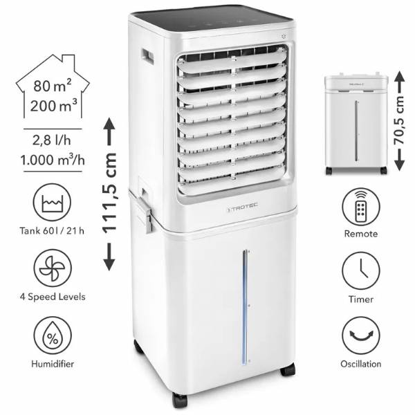 Trotec - Aircooler, raffrescatore, umidificatore, ventilatore PAE 81