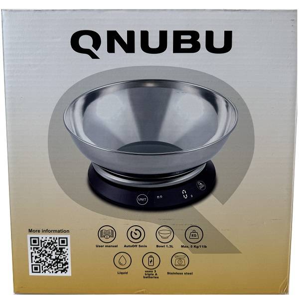 Qnubu - Equal Bowl - Bilancia digitale con ciotola (da 1 g a 5000 g - da 0 ml a 5000 ml)