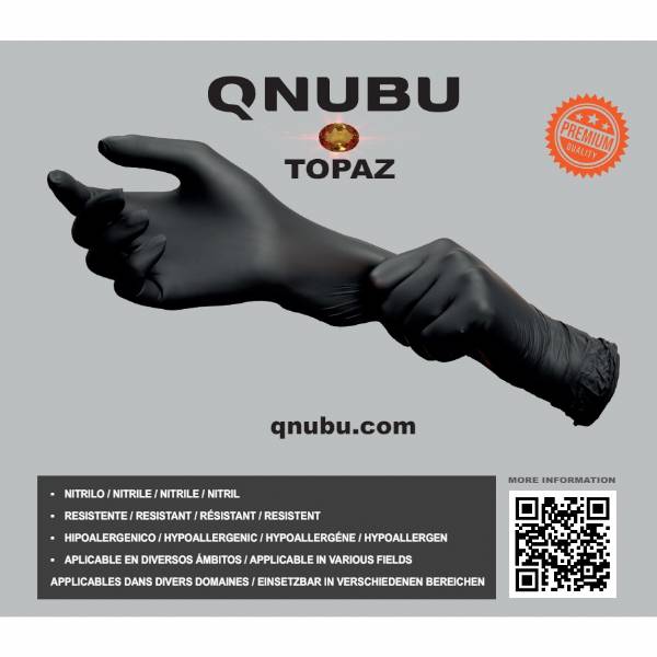 Qnubu - Topaz guanti professionali in nitrile neri box 300 pz - L